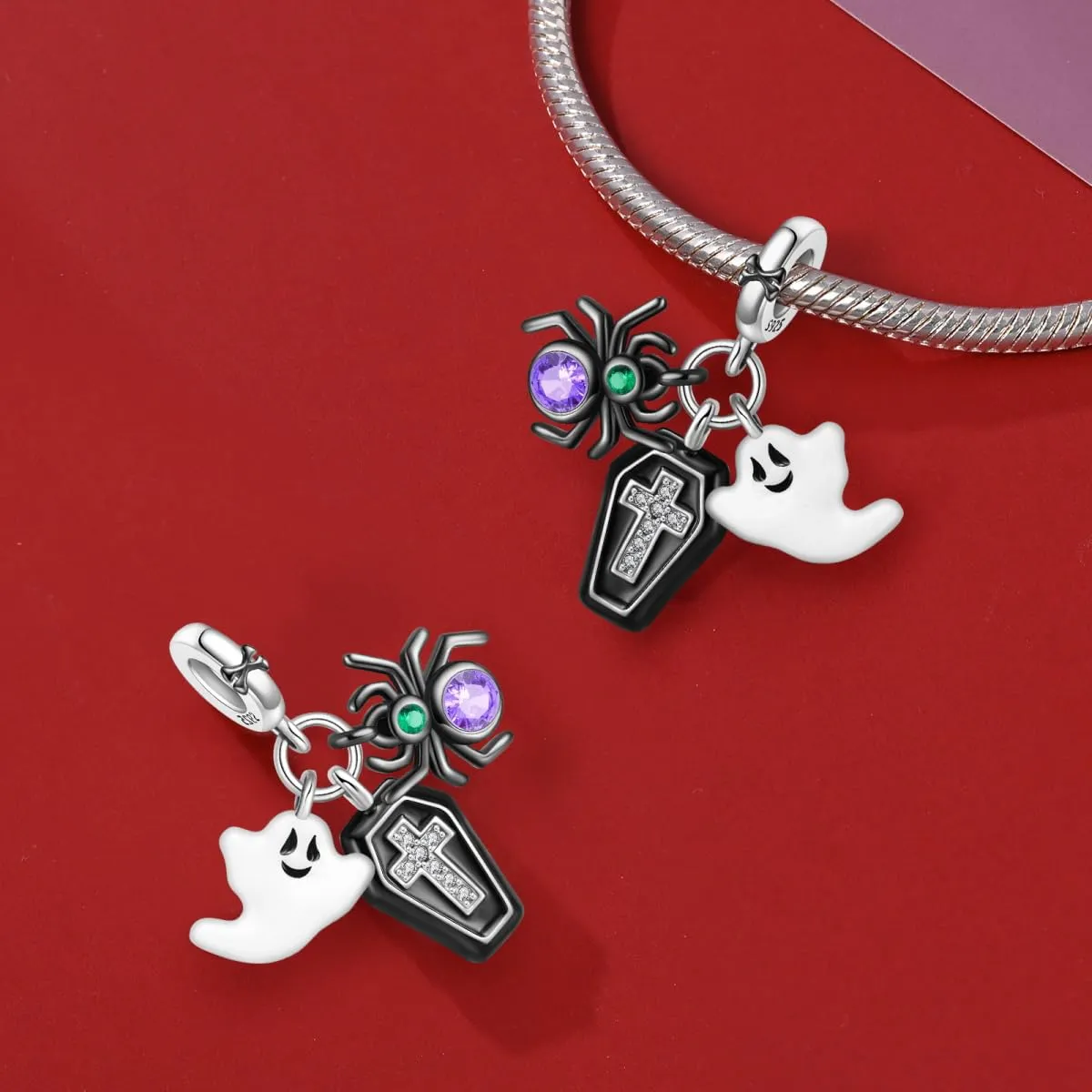 KUNSIR Bead Charm Ciondolo Argento Sterling 925 con Cubic Zirconia per Pandora Braccialetti e Collane Europee - immagine 2