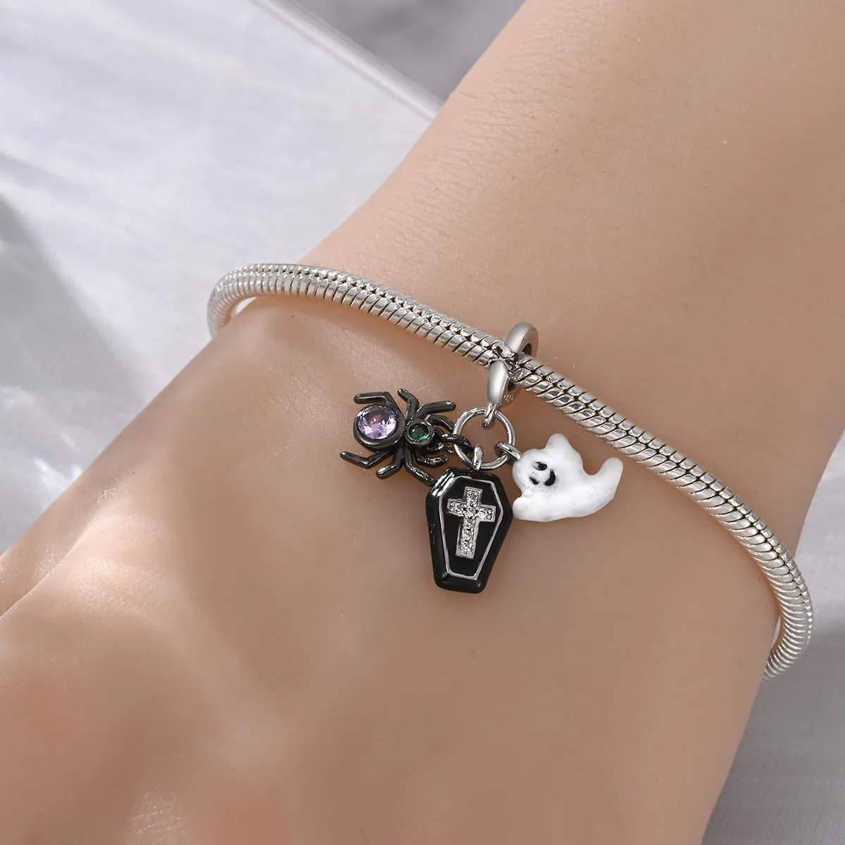 KUNSIR Bead Charm Ciondolo Argento Sterling 925 con Cubic Zirconia per Pandora Braccialetti e Collane Europee - immagine 5