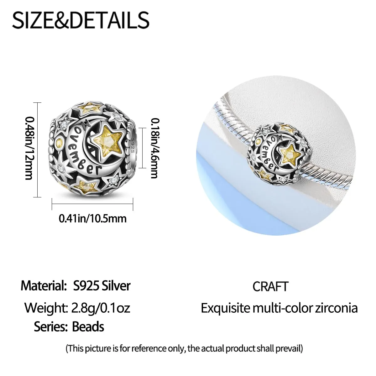 Pandach Bead Charm in Argento Sterling 925 con Cubic Zirconia per Braccialetti e Collane Europei - immagine 5