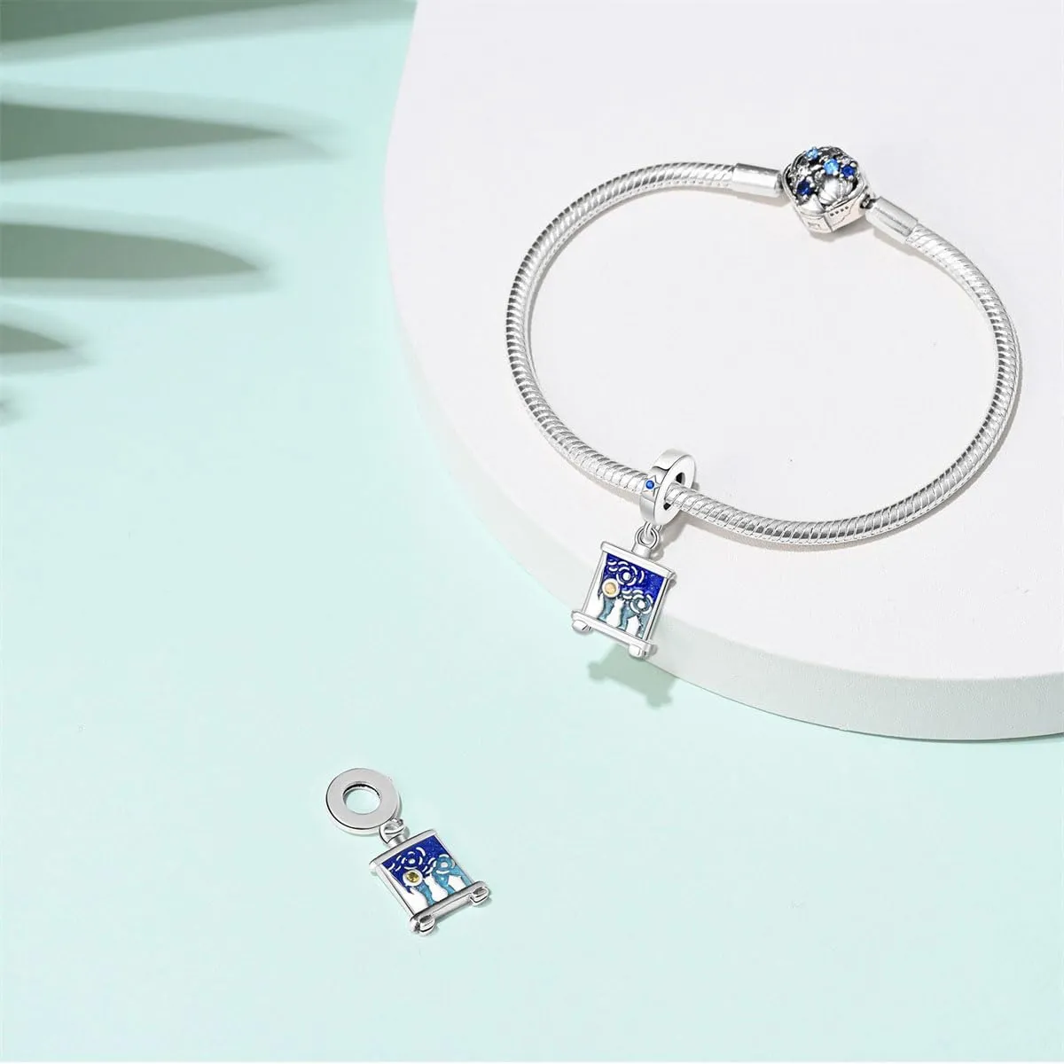 KUNSIR Bead Charm Ciondolo Argento Sterling 925 con Cubic Zirconia per Pandora Braccialetti e Collane Europei - immagine 3