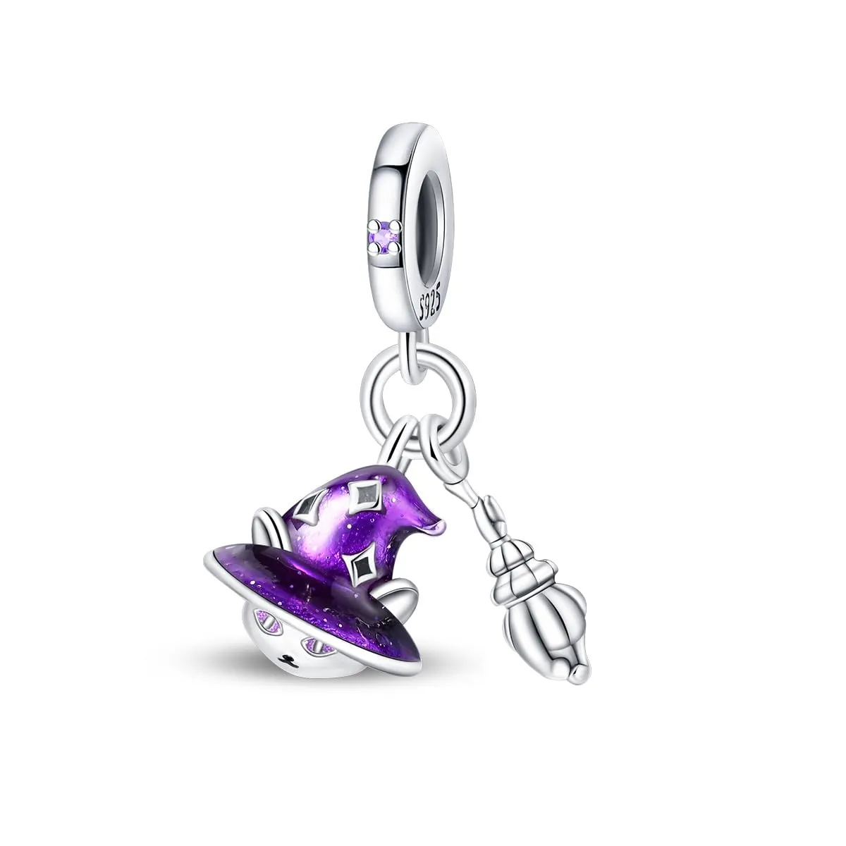 KUNSIR Bead Charm Ciondolo Argento Sterling 925 con Cubic Zirconia per Braccialetti e Collane Europei - immagine 1