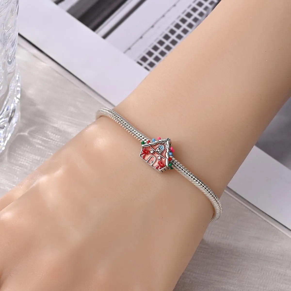 KUNSIR Bead Charm Ciondolo Argento Sterling 925 con Cubic Zirconia per Pandora Braccialetti e Collane - immagine 4