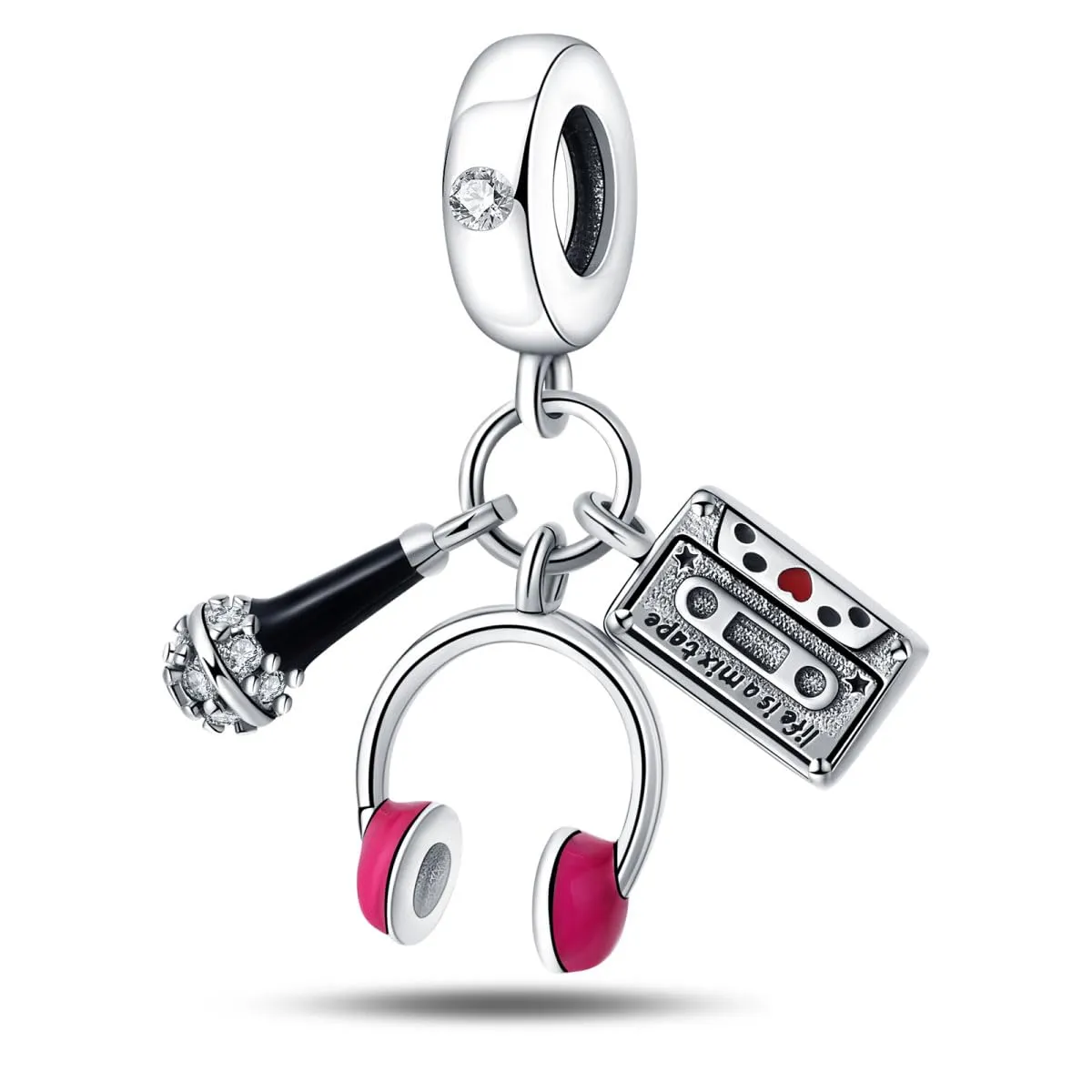 KUNSIR Bead Charm Ciondolo Argento Sterling 925 con Cubic Zirconia per Braccialetti e Collane Europei - immagine 1