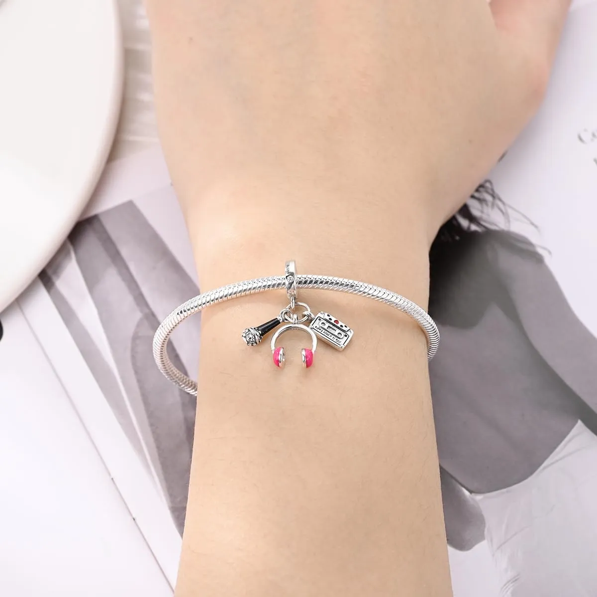 KUNSIR Bead Charm Ciondolo Argento Sterling 925 con Cubic Zirconia per Braccialetti e Collane Europei - immagine 4