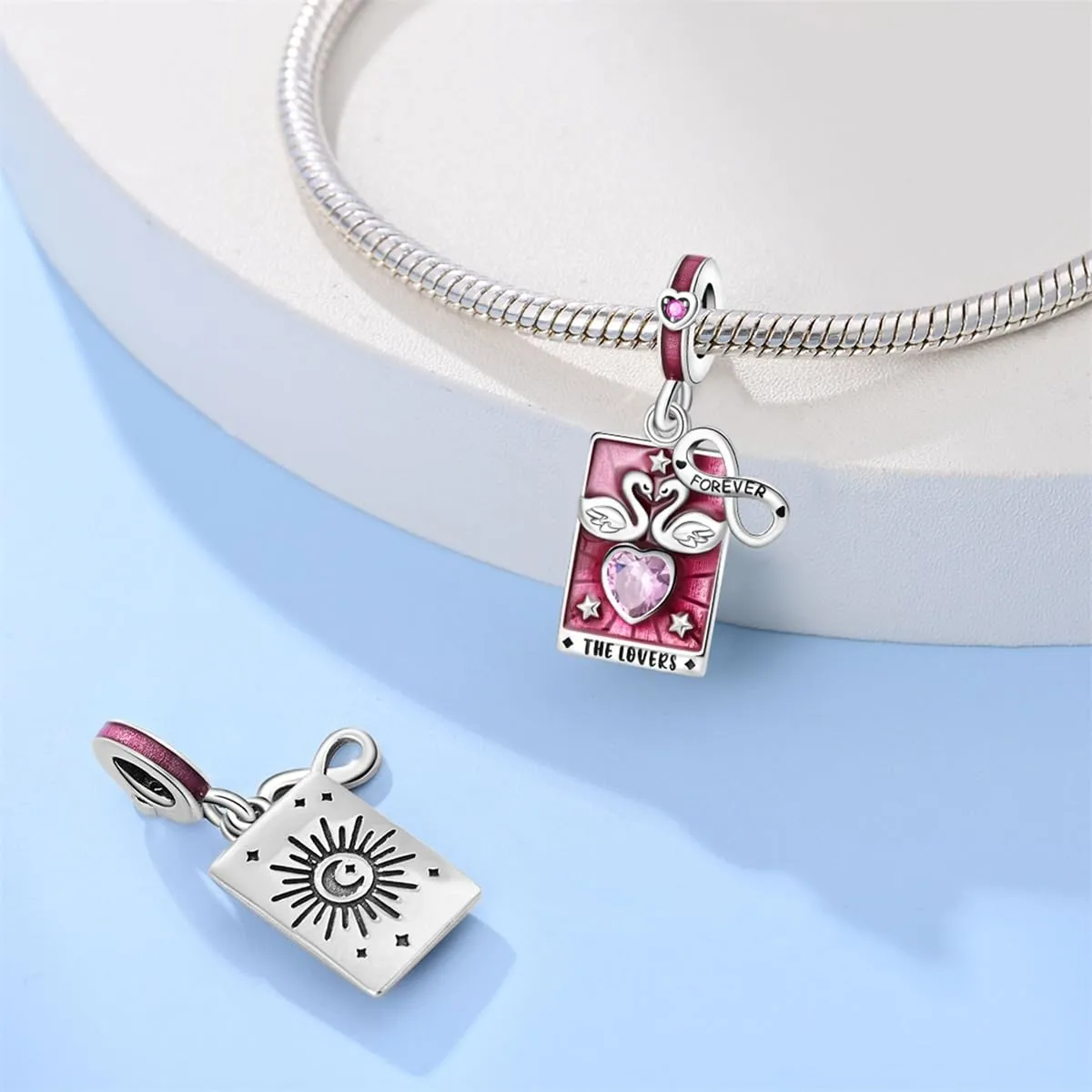 KUNSIR Ciondolo in Argento Sterling 925 con Cubic Zirconia per Braccialetti e Collane Europei - immagine 2