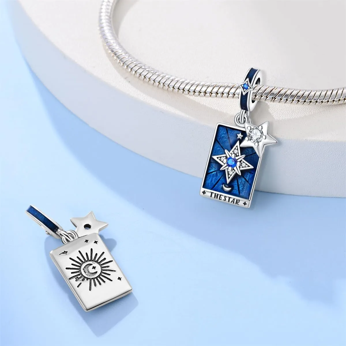 KUNSIR Bead Charm in Argento Sterling 925 con Cubic Zirconia per Braccialetti e Collane Europee - immagine 2