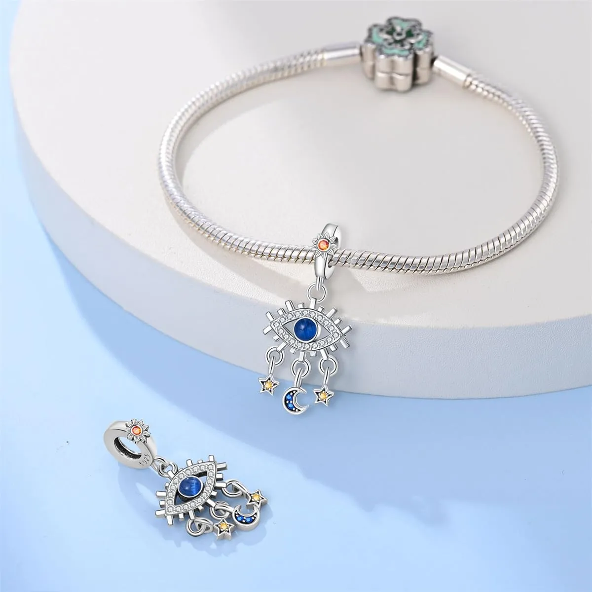KUNSIR Bead Charm in Argento Sterling 925 con Cubic Zirconia, Compatibile con Braccialetti e Collane Europei - immagine 3