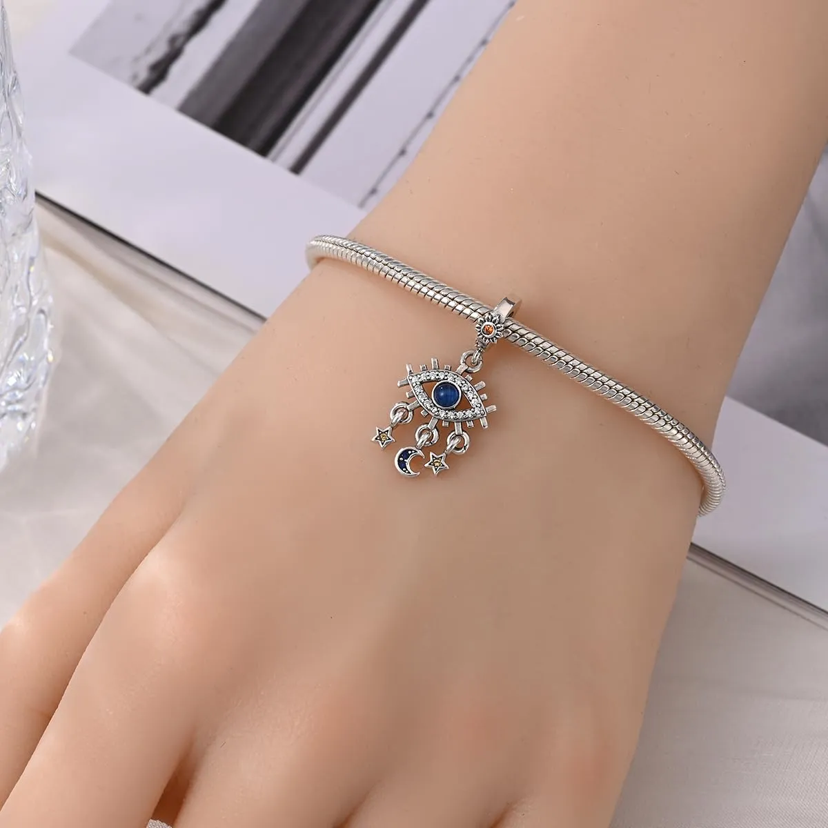 KUNSIR Bead Charm in Argento Sterling 925 con Cubic Zirconia, Compatibile con Braccialetti e Collane Europei - immagine 4