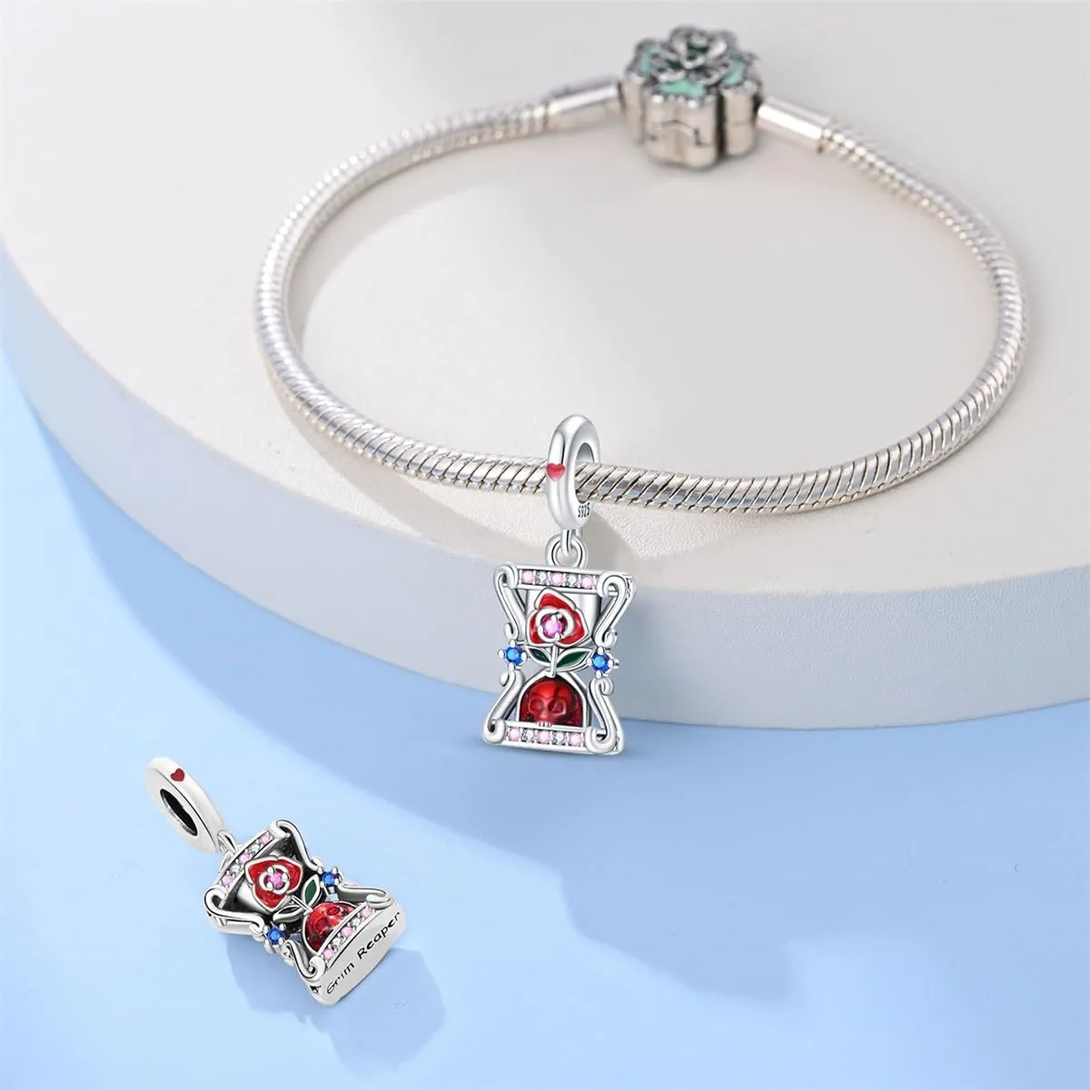 KUNSIR Bead Charm Ciondolo Argento Sterling 925 con Cubic Zirconia per Pandora Braccialetti e Collane Europee - immagine 3