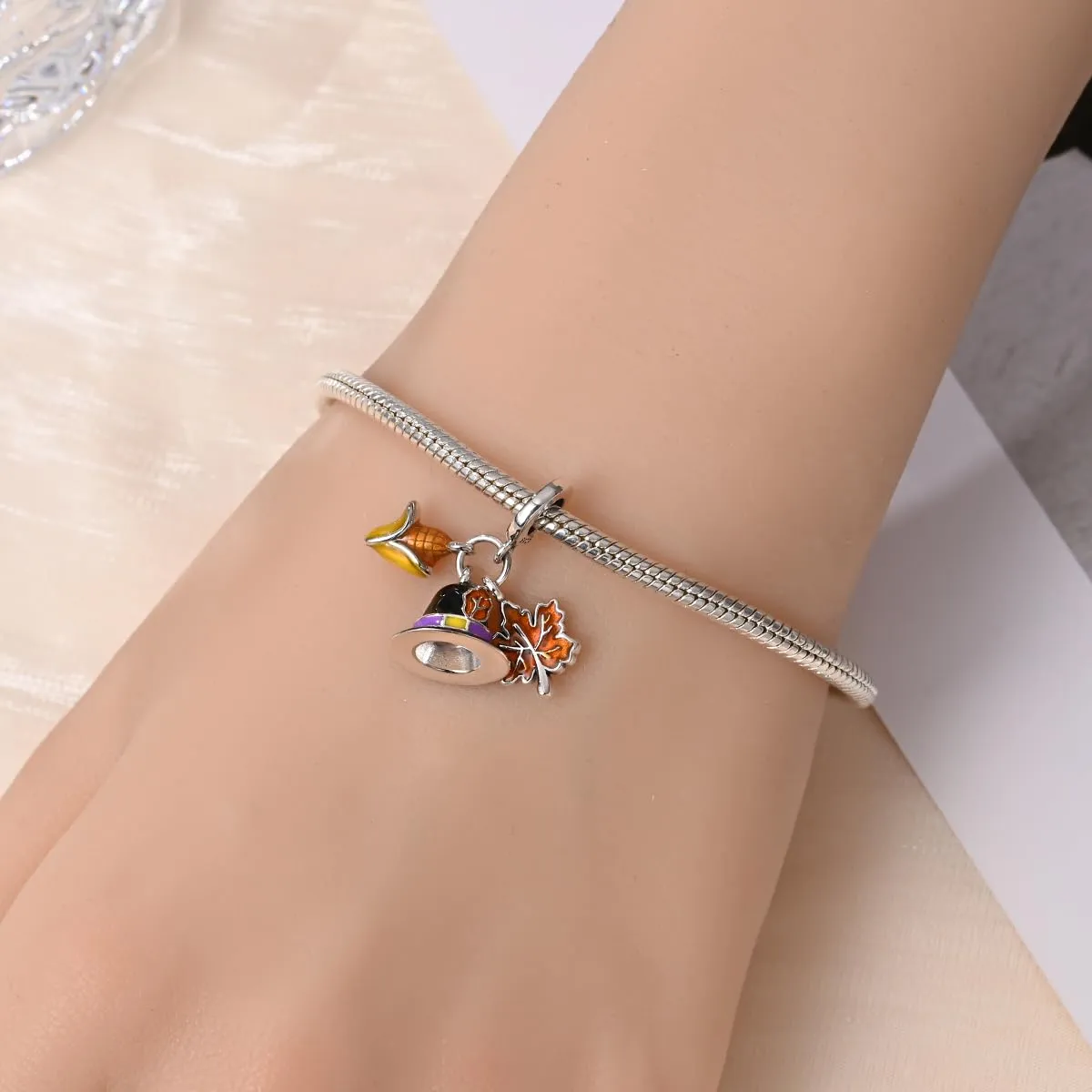 Pandach Bead Charm Ciondolo Argento Sterling 925 con Cubic Zirconia per Braccialetti e Collane Europei - immagine 4