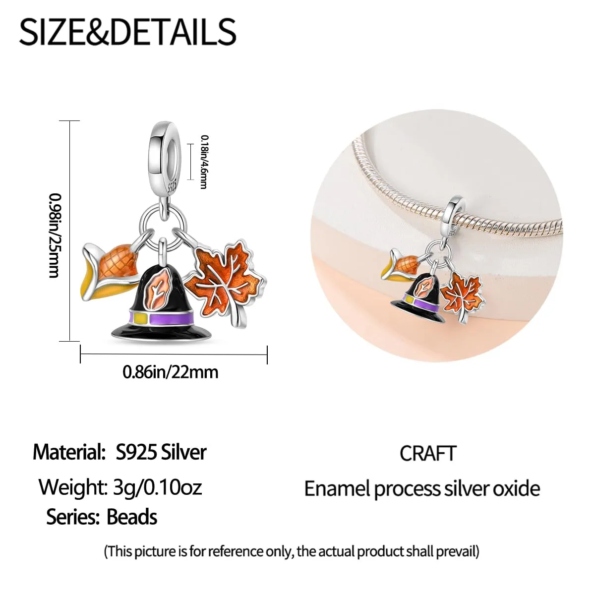 Pandach Bead Charm Ciondolo Argento Sterling 925 con Cubic Zirconia per Braccialetti e Collane Europei - immagine 5