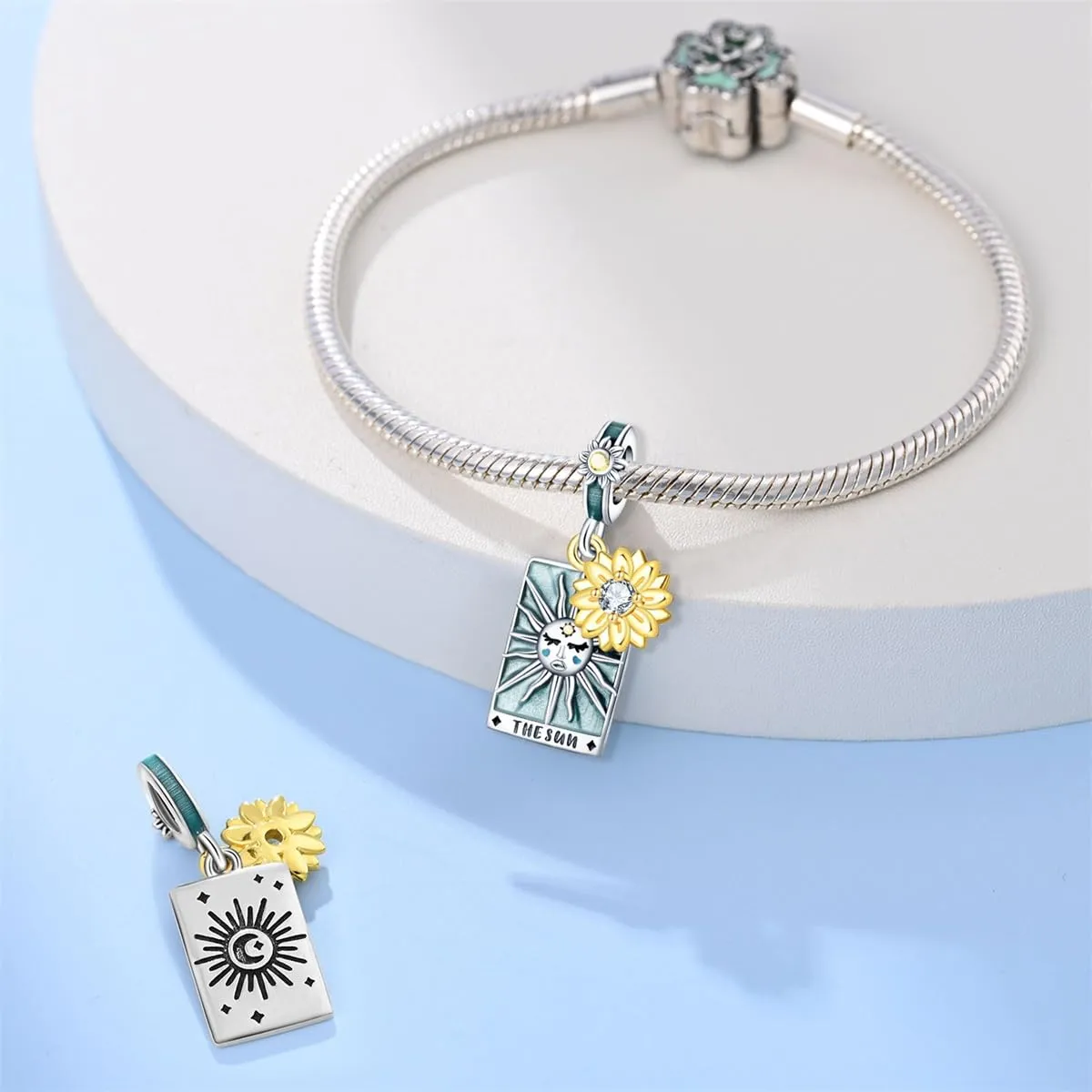 KUNSIR Ciondolo in Argento Sterling 925 con Cubic Zirconia per Braccialetti e Collane Europei - immagine 3