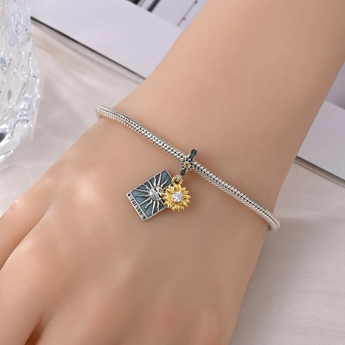 KUNSIR Ciondolo in Argento Sterling 925 con Cubic Zirconia per Braccialetti e Collane Europei - immagine 4