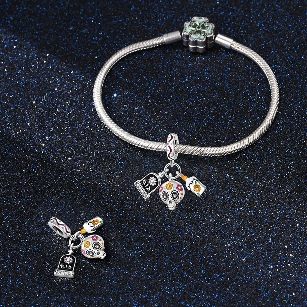 KUNSIR Ciondolo in Argento Sterling 925 con Cubic Zirconia per Braccialetti e Collane Europei - immagine 3