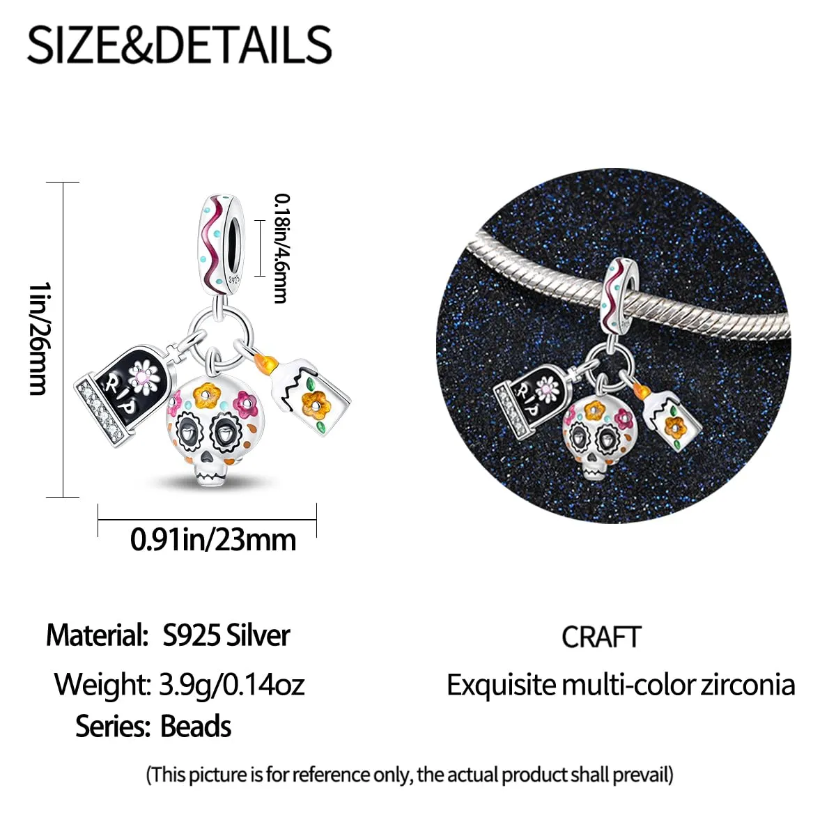 KUNSIR Ciondolo in Argento Sterling 925 con Cubic Zirconia per Braccialetti e Collane Europei - immagine 5
