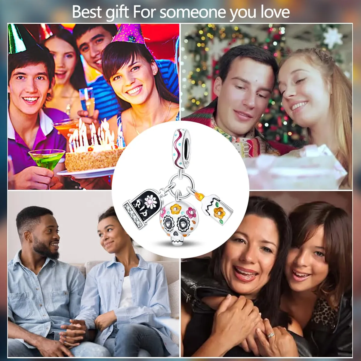KUNSIR Ciondolo in Argento Sterling 925 con Cubic Zirconia per Braccialetti e Collane Europei - immagine 6
