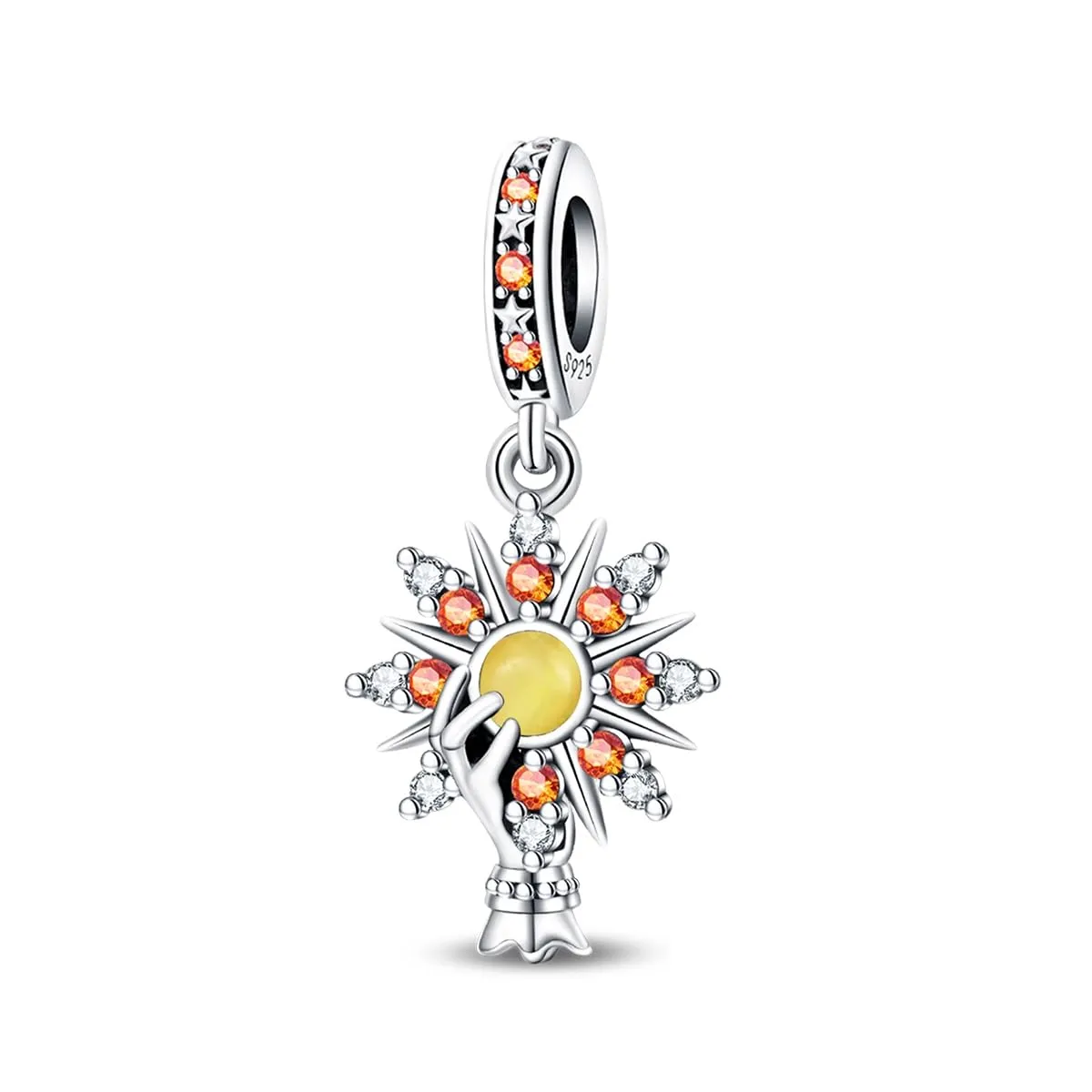 KUNSIR Bead Charm in Argento Sterling 925 con Cubic Zirconia, Compatibile con Braccialetti e Collane Europei - immagine 1