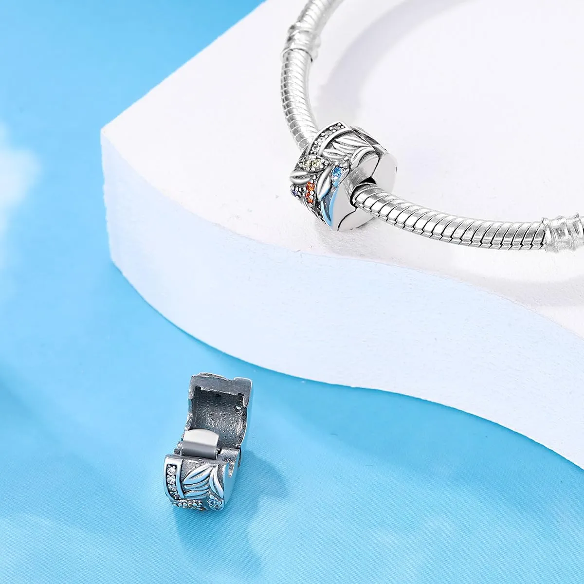 KUNSIR Bead Charm in Argento Sterling 925 con Cubic Zirconia per Braccialetti e Collane Europei - immagine 2