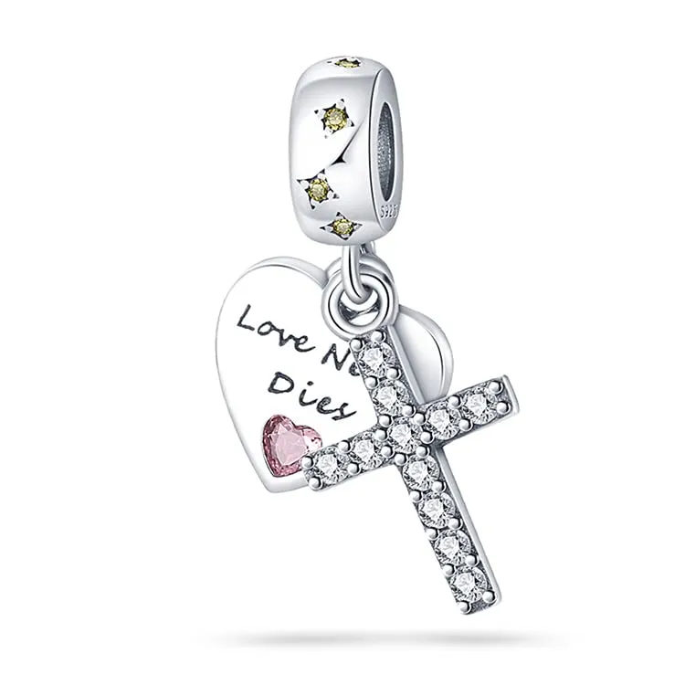KUNSIR Bead Charm Ciondolo Argento Sterling 925 con Cubic Zirconia per Braccialetti e Collane Europei - immagine 1