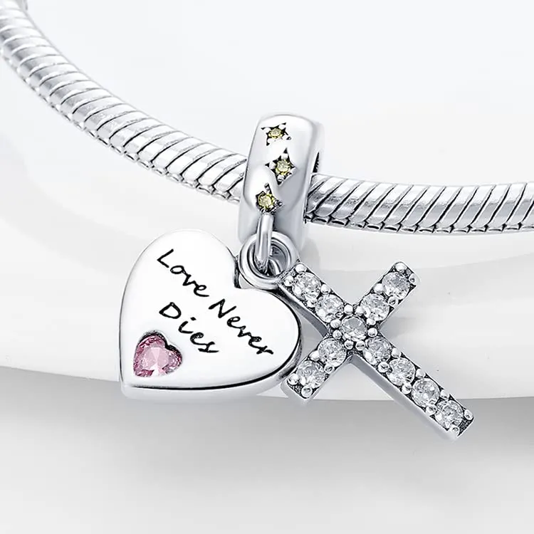 KUNSIR Bead Charm Ciondolo Argento Sterling 925 con Cubic Zirconia per Braccialetti e Collane Europei - immagine 2