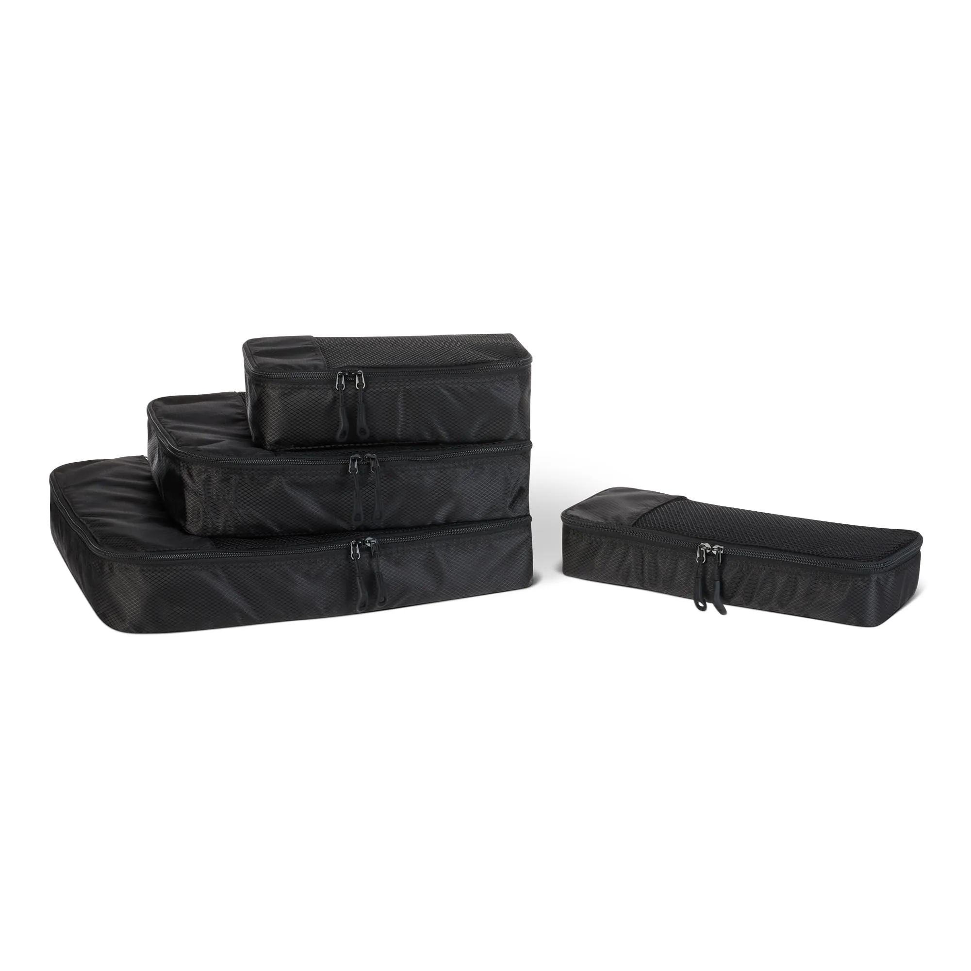 Amazon Essentials Set di 4 Packing Cube Organizer per Bagagli S/M/L/Slim, Nero - immagine 1