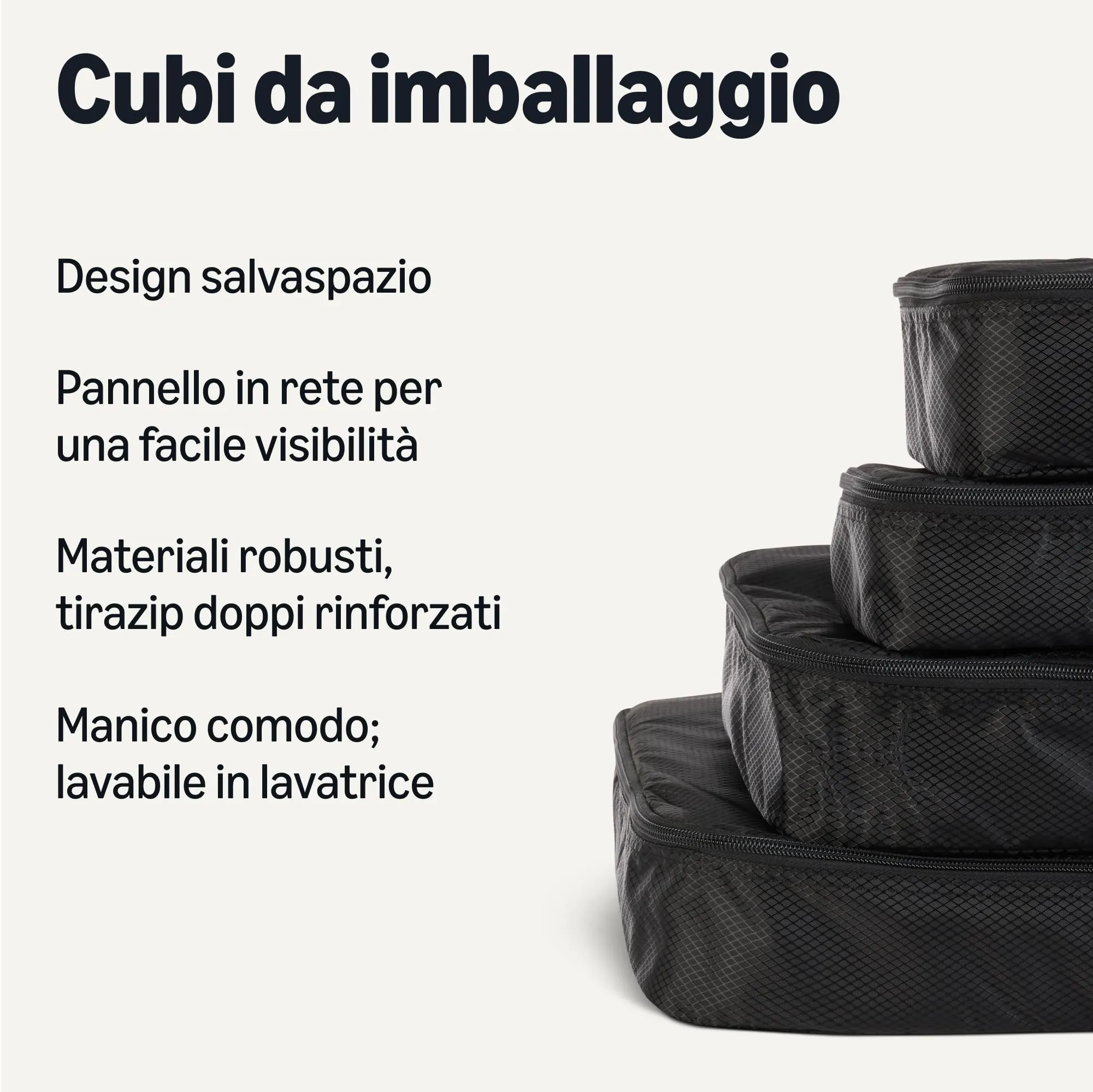 Amazon Essentials Set di 4 Packing Cube Organizer per Bagagli S/M/L/Slim, Nero - immagine 2
