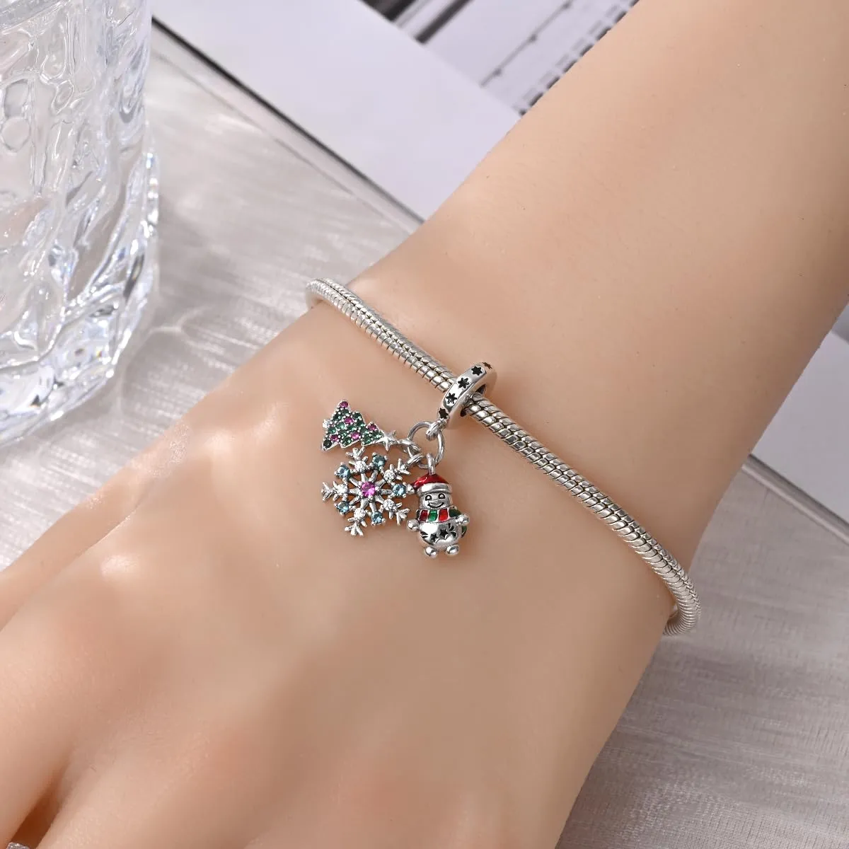 Pandach Bead Charm in Argento Sterling 925 con Cubic Zirconia per Braccialetti e Collane Europei - immagine 4
