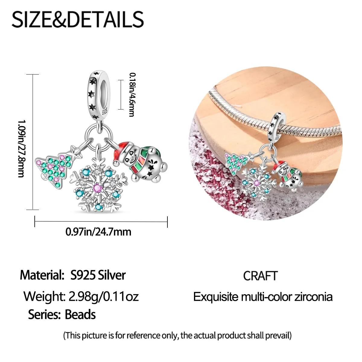 Pandach Bead Charm in Argento Sterling 925 con Cubic Zirconia per Braccialetti e Collane Europei - immagine 5