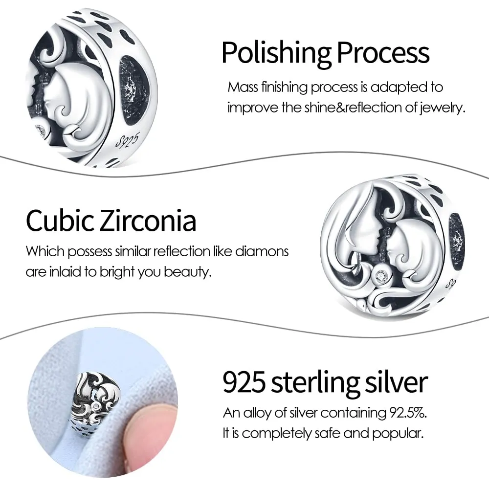 KUNSIR Bead Charm in Argento Sterling 925 con Cubic Zirconia per Braccialetti e Collane Europei - immagine 4