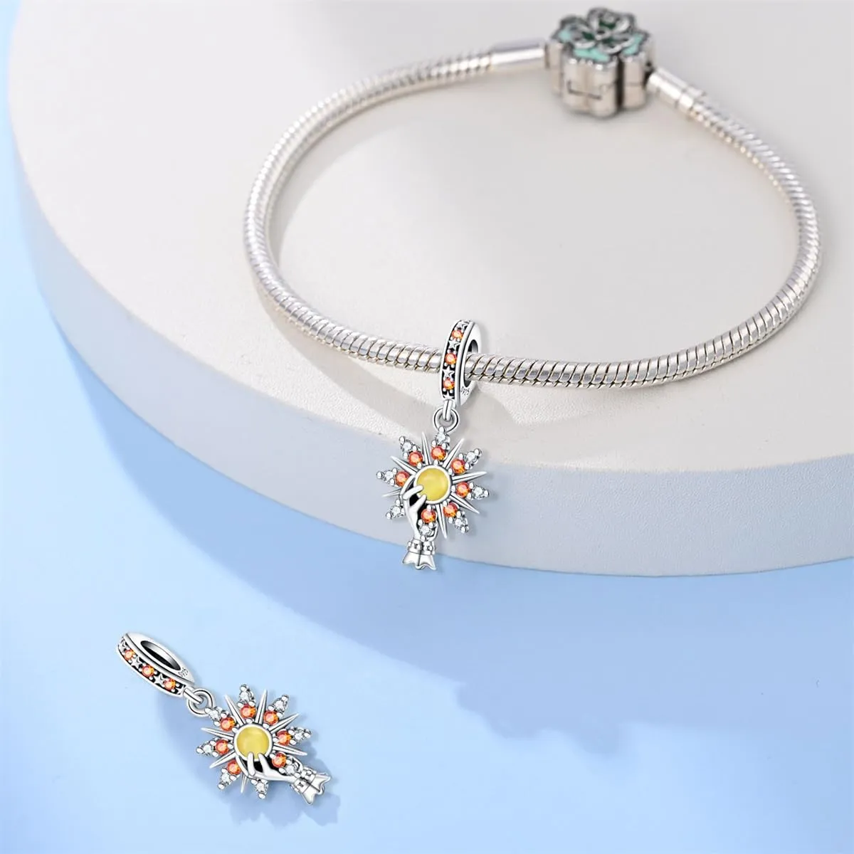 Pandach Bead Charm in Argento Sterling 925 con Cubic Zirconia per Braccialetti e Collane Europei - immagine 3