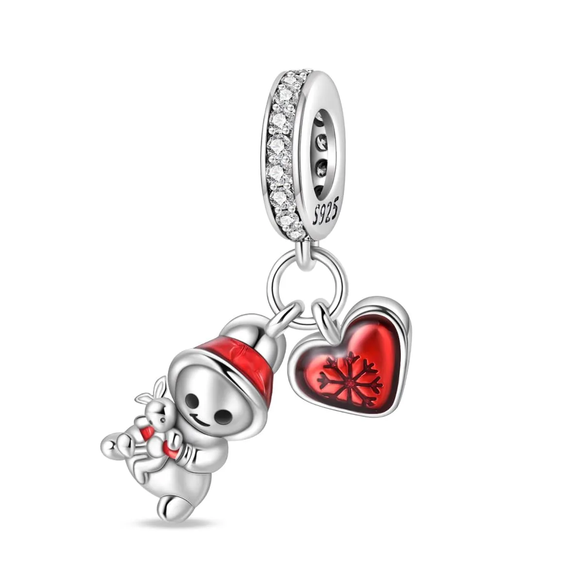 KUNSIR Bead Charm Ciondolo Argento Sterling 925 con Cubic Zirconia per Braccialetti e Collane Europei - immagine 1