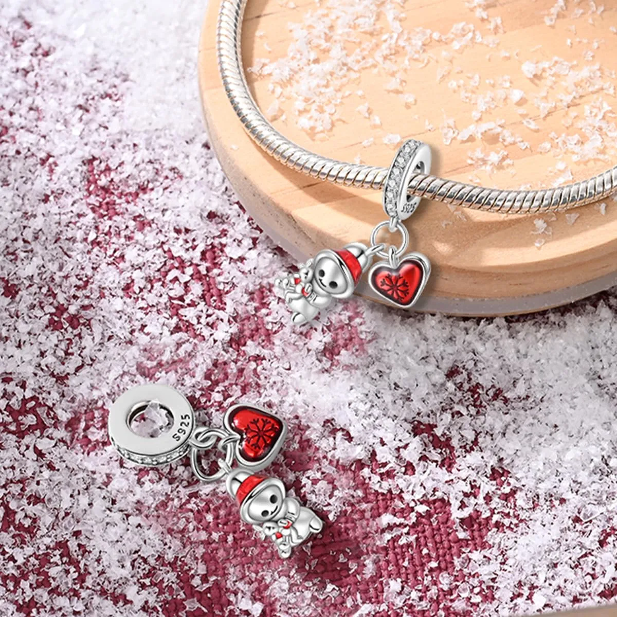 KUNSIR Bead Charm Ciondolo Argento Sterling 925 con Cubic Zirconia per Braccialetti e Collane Europei - immagine 2