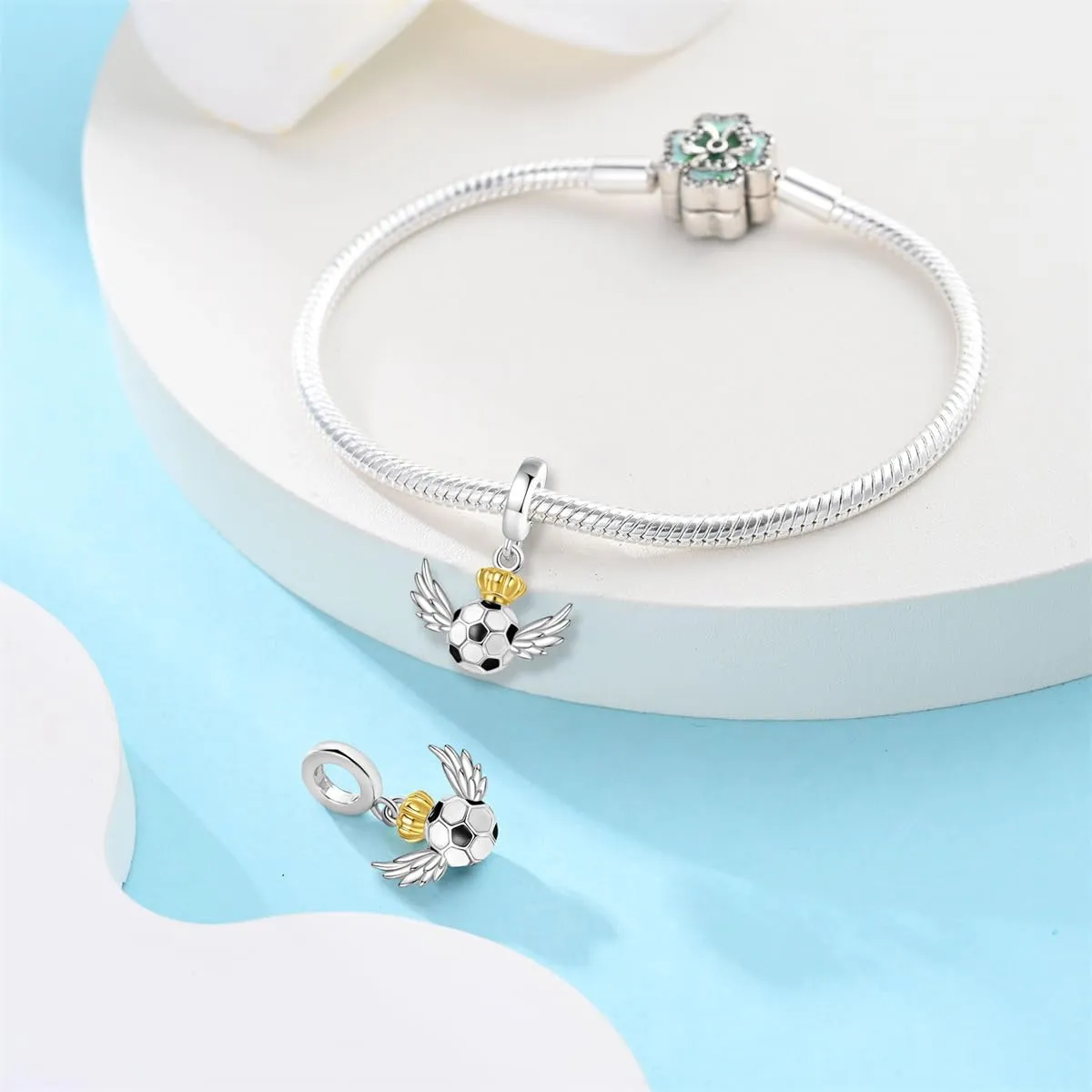 Pandach Bead Charm Ciondolo Argento Sterling 925 con Cubic Zirconia per Braccialetti e Collane Europei - immagine 3