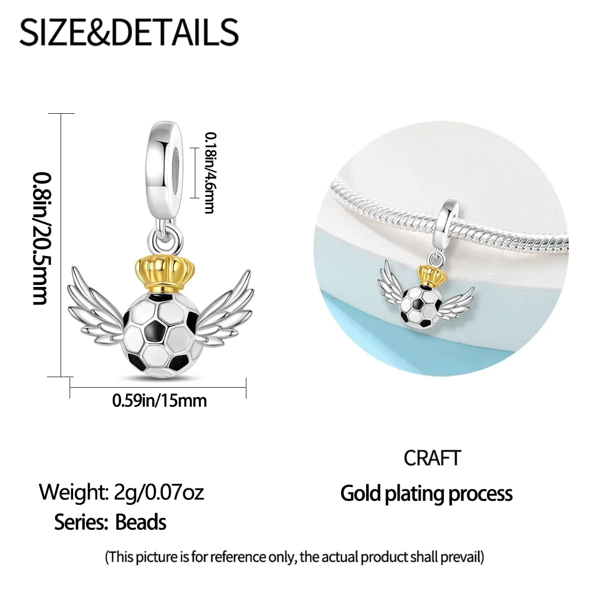 Pandach Bead Charm Ciondolo Argento Sterling 925 con Cubic Zirconia per Braccialetti e Collane Europei - immagine 5