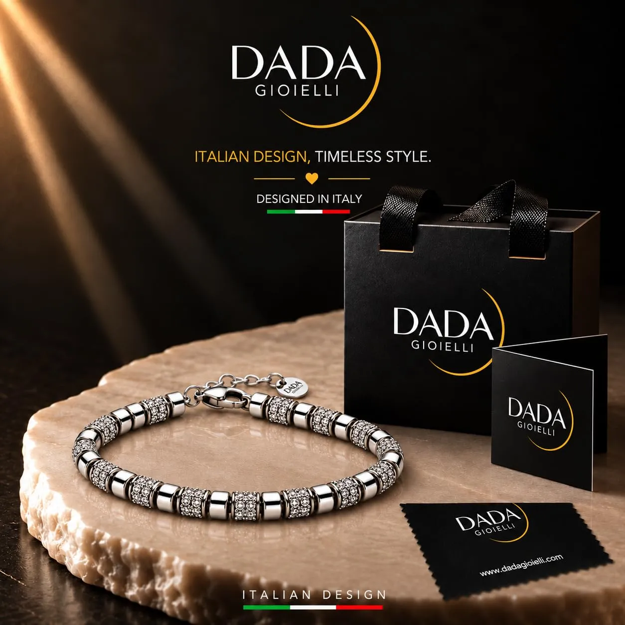 Dada Gioielli Bracciale con Pietre Naturali Argento Ematite Misura Regolabile 18,5+3 cm - immagine 3