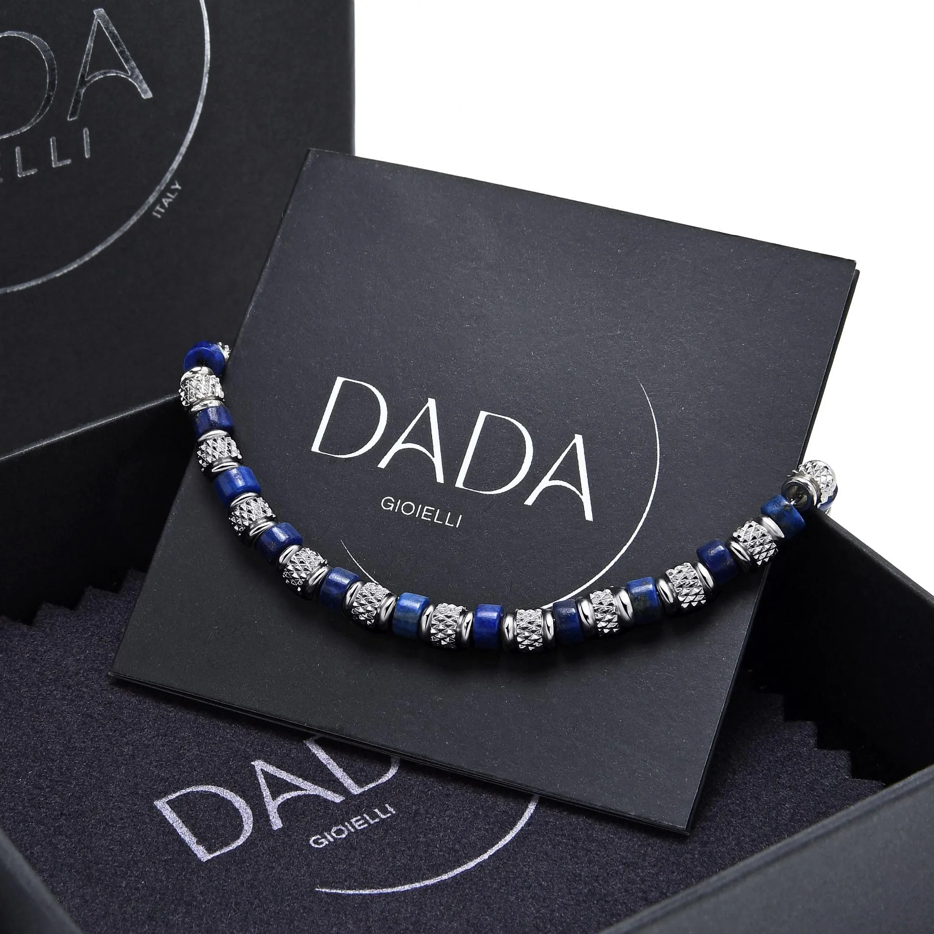 Dada Gioielli Bracciale con Pietre Naturali Blu Lapislazzuli Misura Regolabile 18,5+3 cm - immagine 7