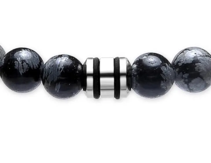Dada Gioielli Bracciale Uomo in Pietra Naturale 6mm - Ossidiana Grigia - immagine 9