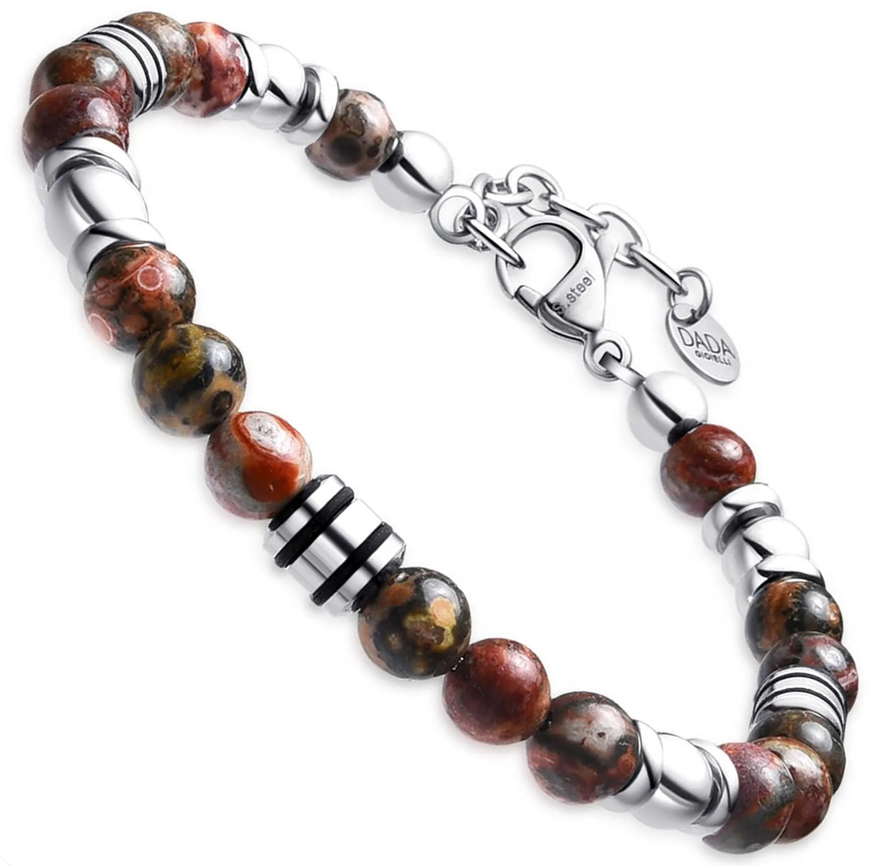 Dada Gioielli Bracciale Uomo in Pietra Naturale 6mm Diaspro Rosso - immagine 1