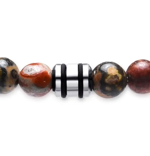 Dada Gioielli Bracciale Uomo in Pietra Naturale 6mm Diaspro Rosso - immagine 8