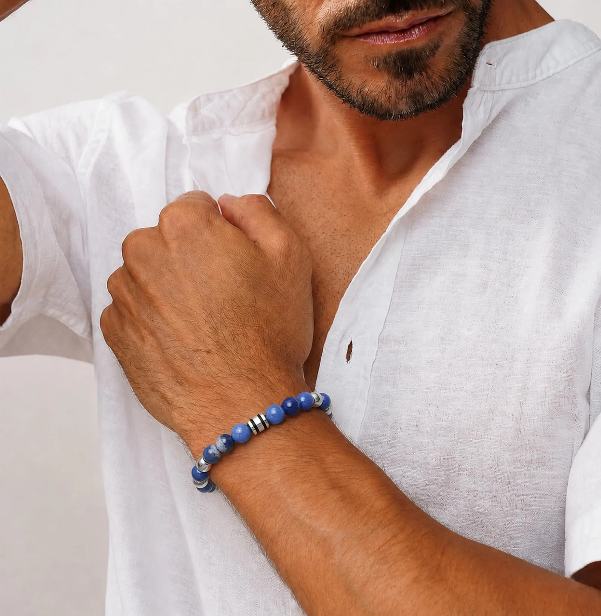 Dada Gioielli Bracciale Uomo in Pietra Naturale 6mm - Sodalite - immagine 2
