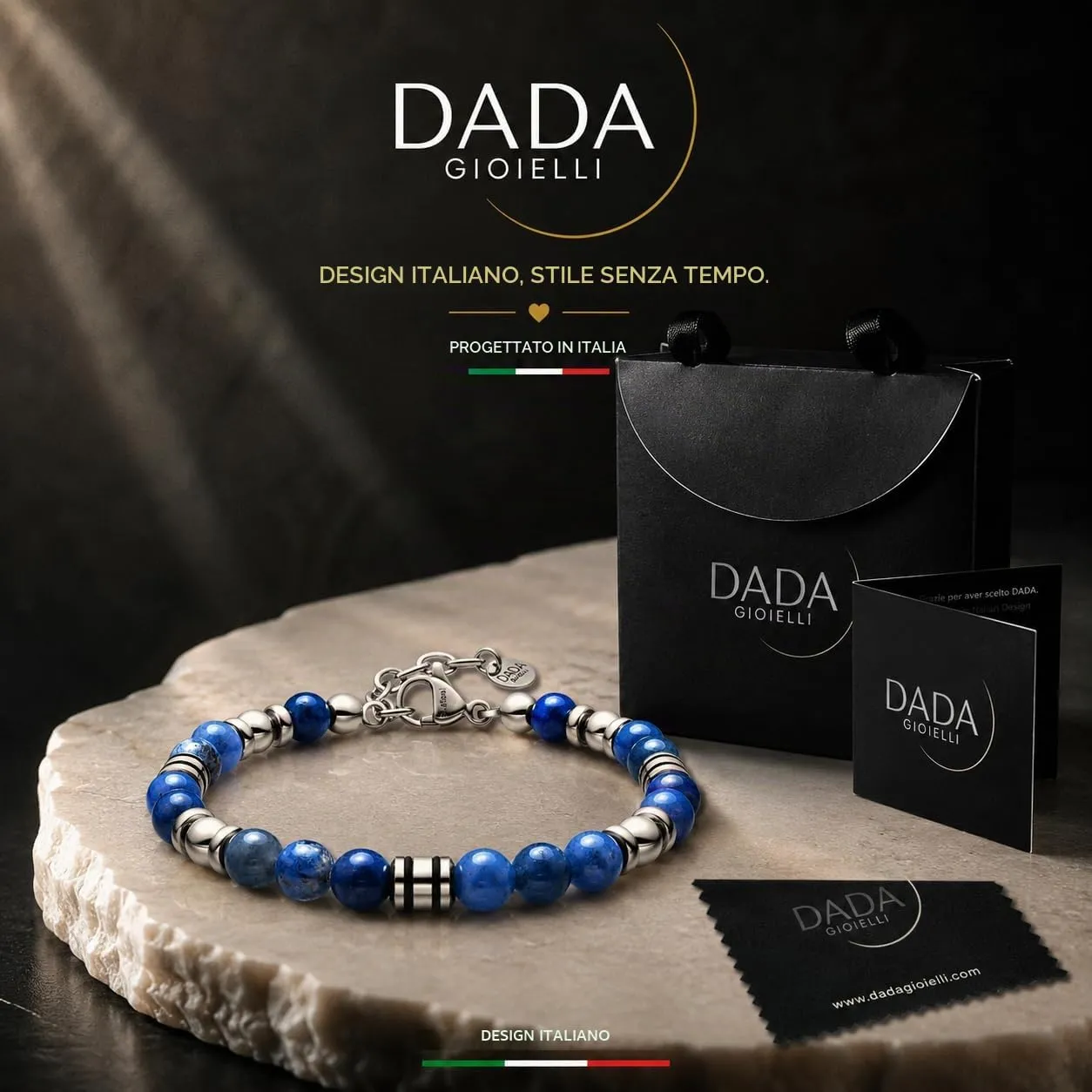 Dada Gioielli Bracciale Uomo in Pietra Naturale 6mm - Sodalite - immagine 3