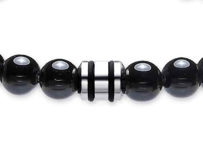 Dada Gioielli Bracciale Uomo in Pietra Naturale 6mm Agata Nera - immagine 8