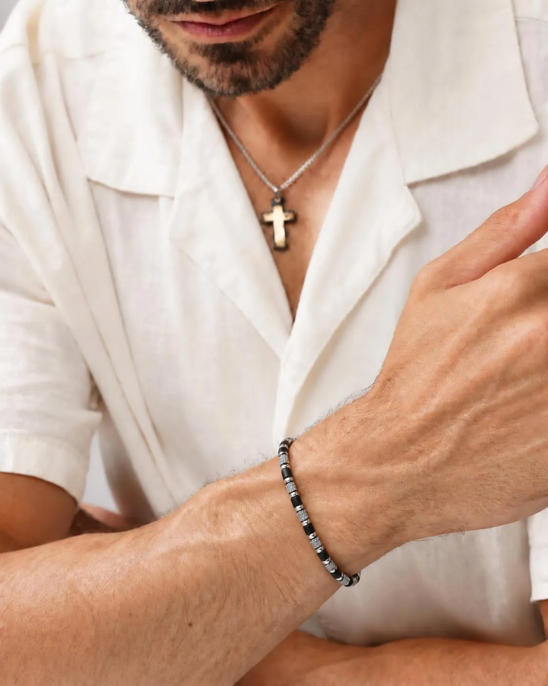 Dada Gioielli Bracciale con Pietre Naturali Nero Onice Misura Regolabile 18,5+3 cm - immagine 5