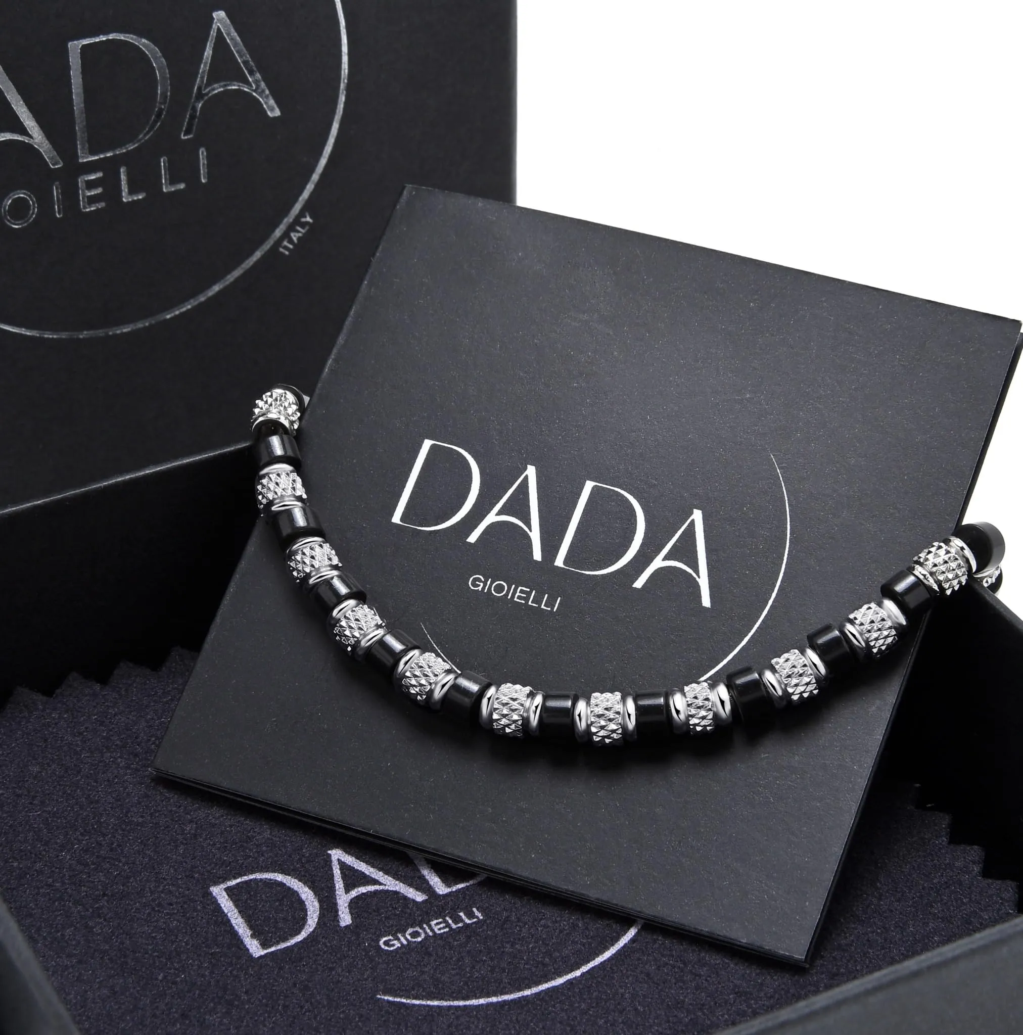 Dada Gioielli Bracciale con Pietre Naturali Nero Onice Misura Regolabile 18,5+3 cm - immagine 7