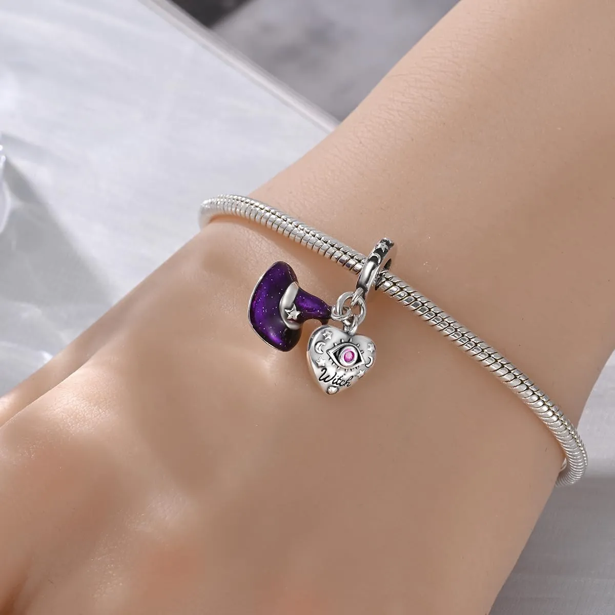 KUNSIR Bead Charm Ciondolo Argento Sterling 925 con Cubic Zirconia per Braccialetti e Collane Europei - immagine 4