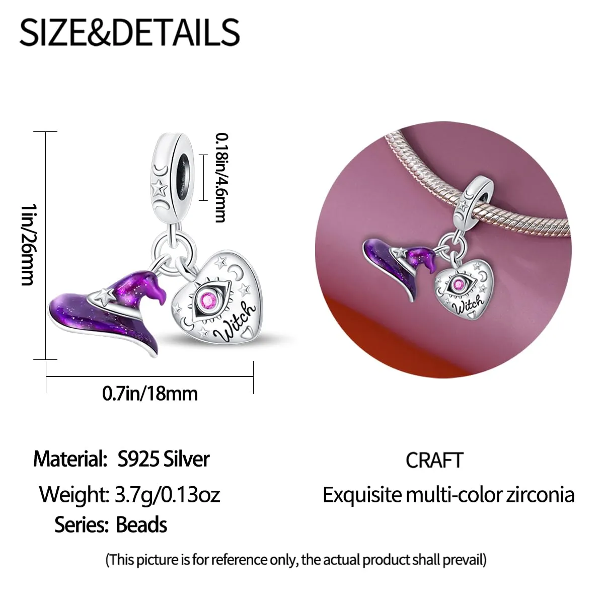 KUNSIR Bead Charm Ciondolo Argento Sterling 925 con Cubic Zirconia per Braccialetti e Collane Europei - immagine 5