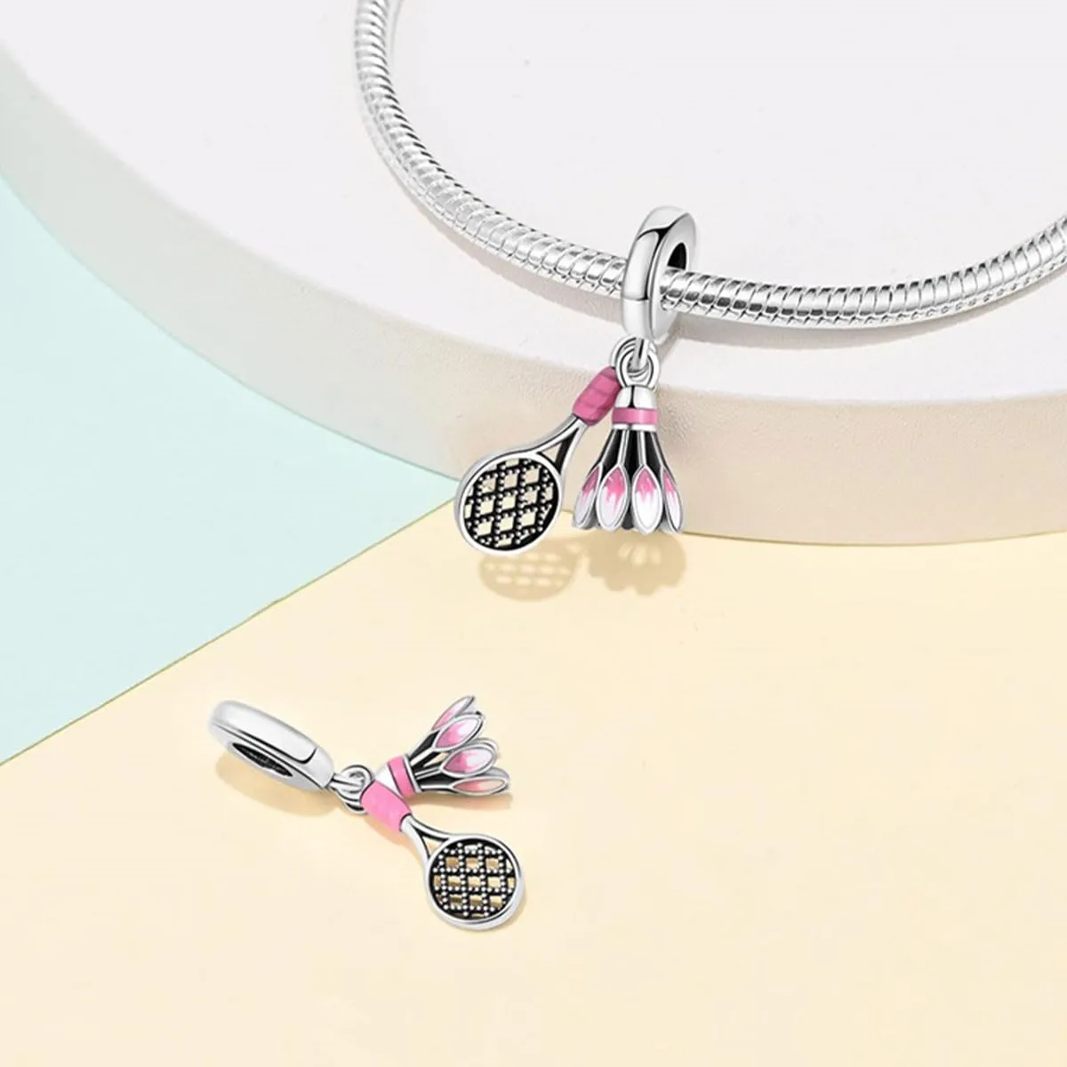KUNSIR Bead Charm Ciondolo Argento Sterling 925 con Cubic Zirconia per Pandora Braccialetti e Collane Europee - immagine 2