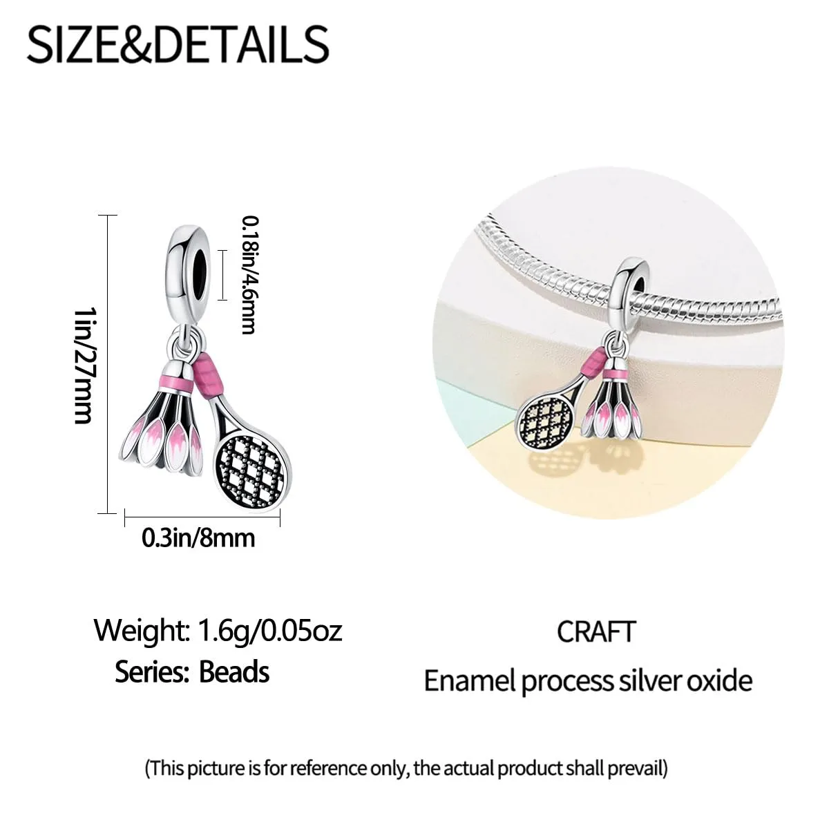 KUNSIR Bead Charm Ciondolo Argento Sterling 925 con Cubic Zirconia per Pandora Braccialetti e Collane Europee - immagine 5
