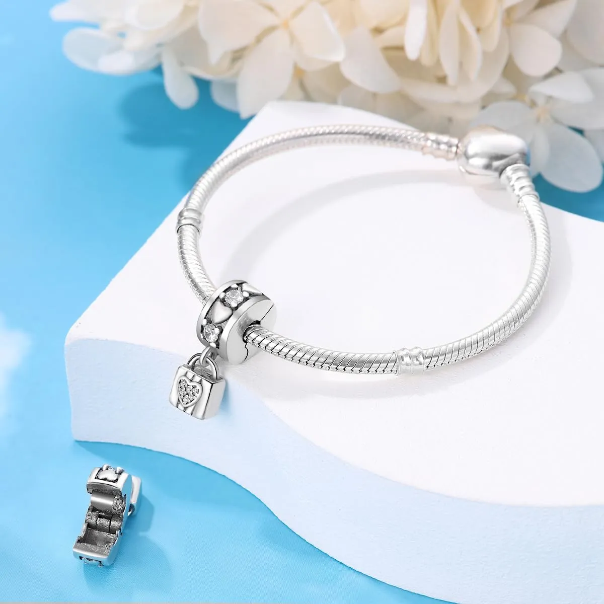 KUNSIR Bead Charm in Argento Sterling 925 con Cubic Zirconia per Braccialetti e Collane Europei - immagine 3