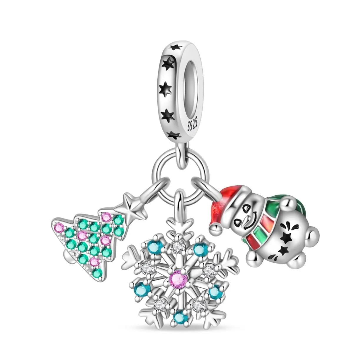 KUNSIR Bead Charm Ciondolo Argento Sterling 925 con Cubic Zirconia per Braccialetti e Collane Europei - immagine 1